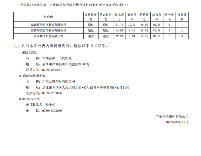 徐闻县第三人民医院综合能力提升项目放射科医疗设备采购项目【项目编号： ZDZJ22- Z21114】中标公告(图2)